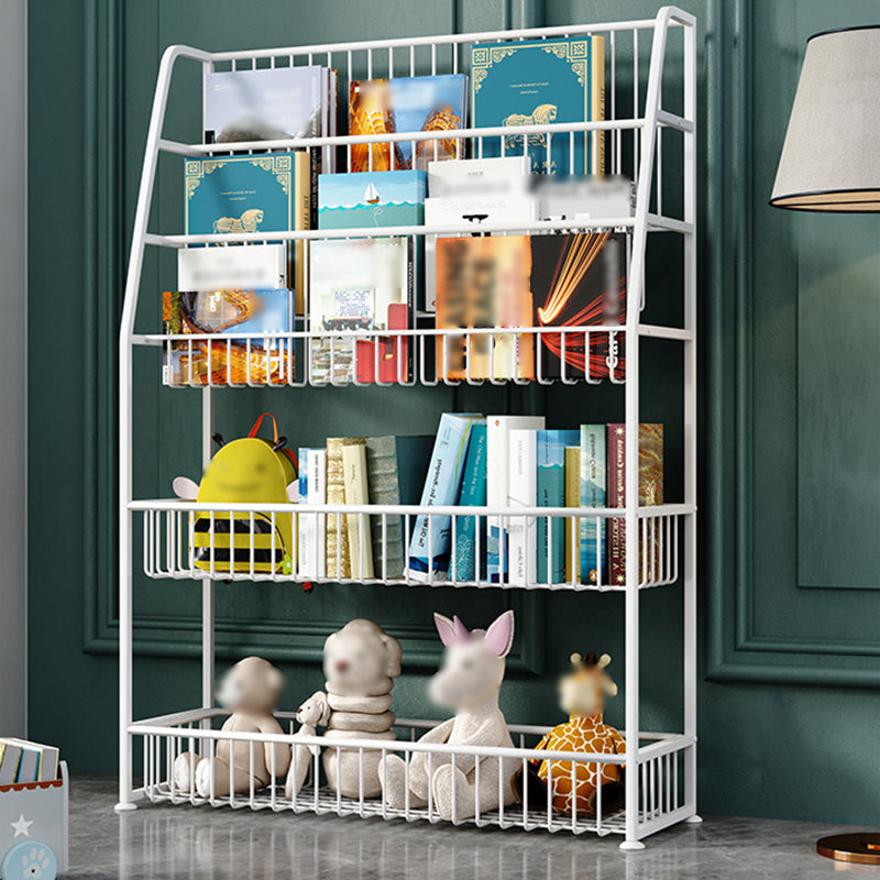 Modern Style Metal Bookshelf Ladder Open Shelf Bookcase for Study Room