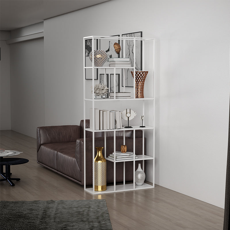 Minimalist Open Metal Etagere Bücherregal mit rechteckigen Regalen Bücherregal