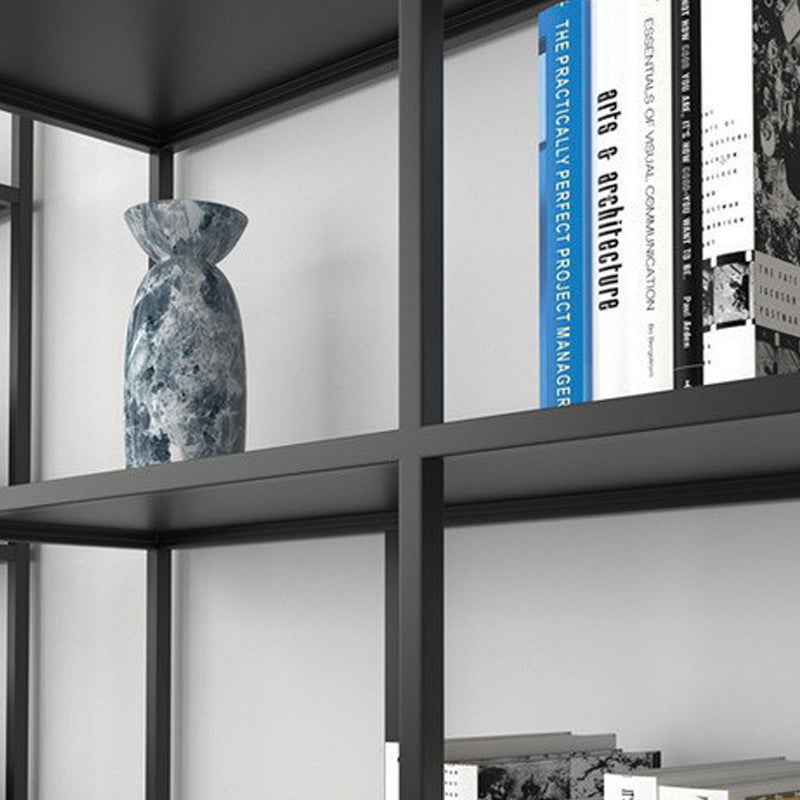 4-Shelf Black Etagere Bücherregal zeitgenössischer offener Eisenrahmen und Regal