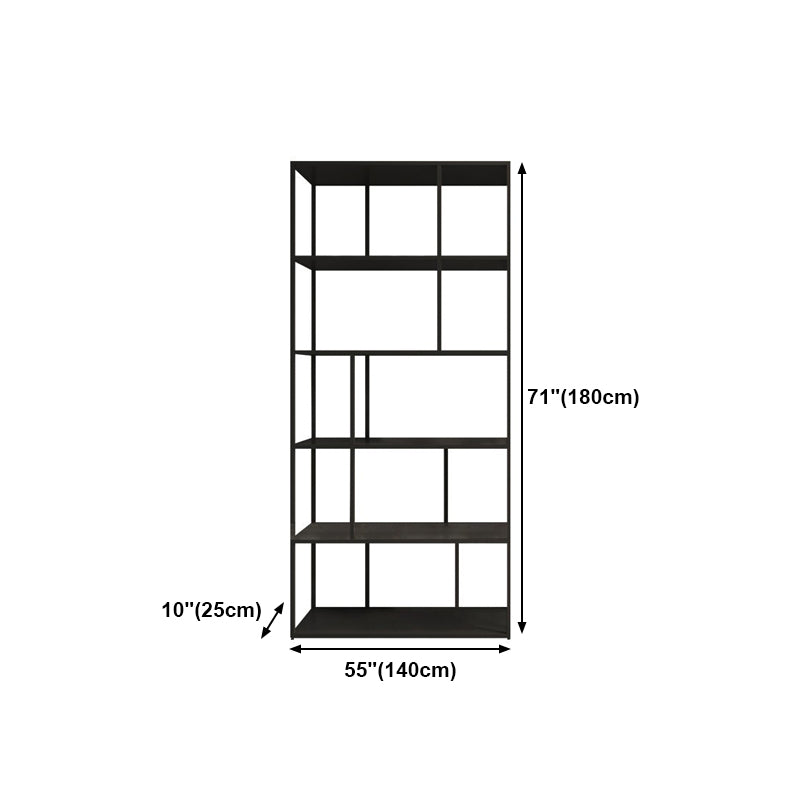 4-Shelf Black Etagere Bücherregal zeitgenössischer offener Eisenrahmen und Regal