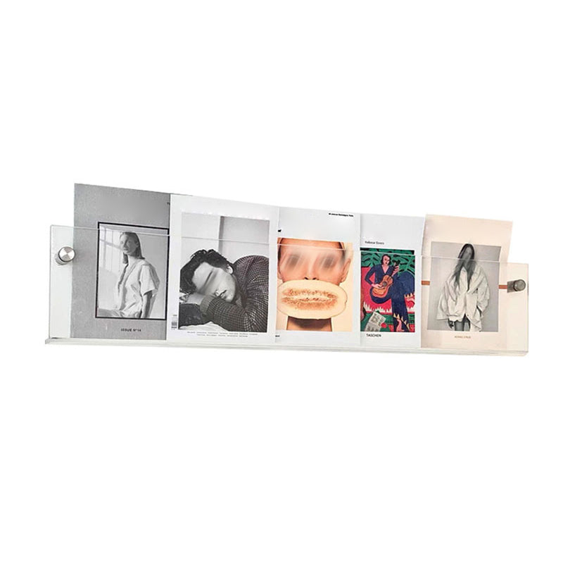 Contemporary Floating Clear Bookshelf Acrylic Closed Back Shelf for Home Office(Set of 2)