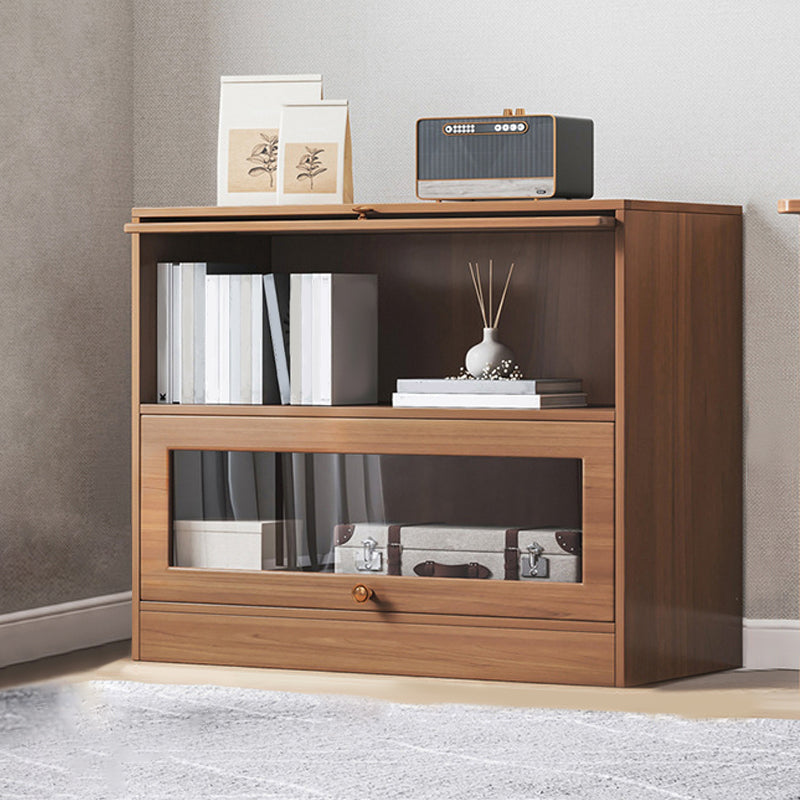 Contemporary Barrister Brown Bookshelf Engineered Wood Closed Back Shelf with Door