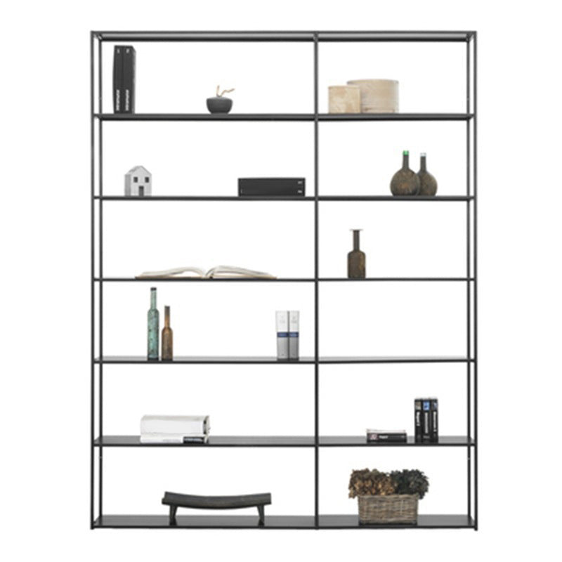 Industrial Style Bookshelf in Black Iron Shelf for Study Room Office with 5 Open Shelves