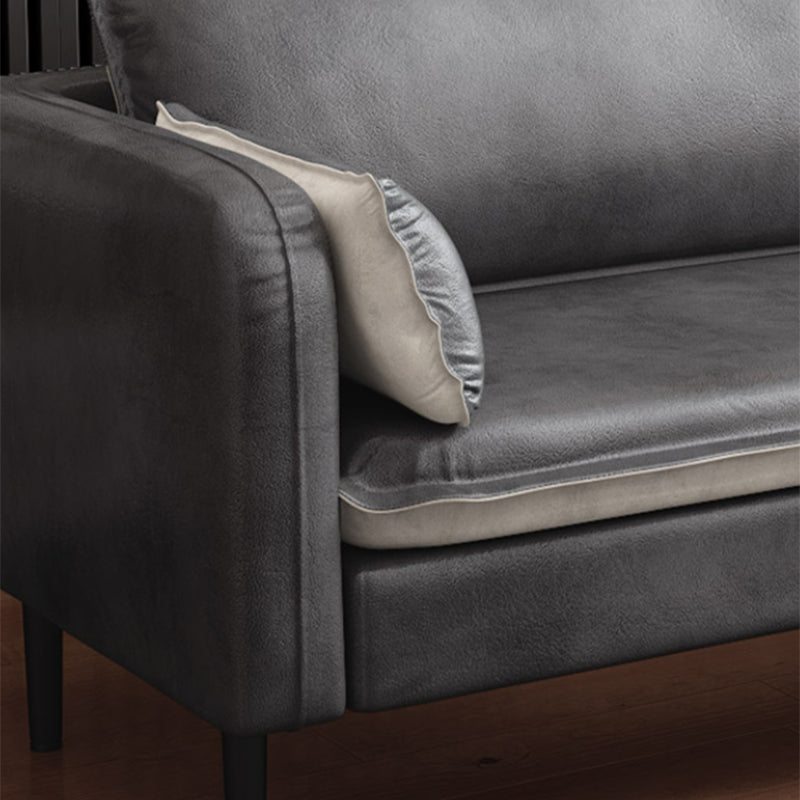Faux Lederkissen Sofa 3-Sitzung 30,7 "Hochquadrat-Arm Loveseat