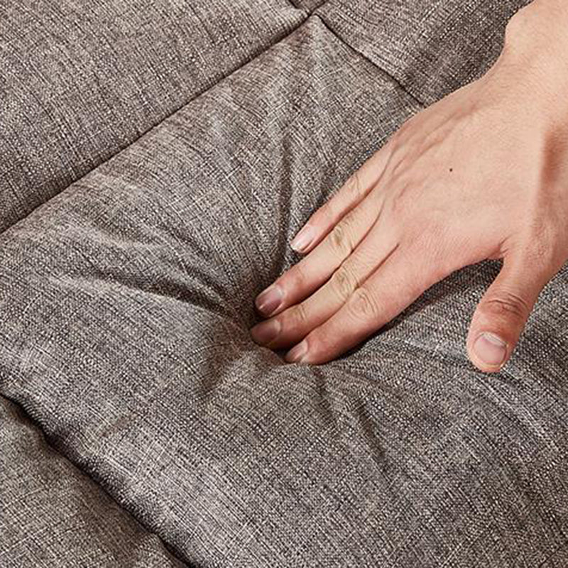 Modern Fabric Square Arm Sofa Standard Biscuit Back 4 Wood Legs Sofa