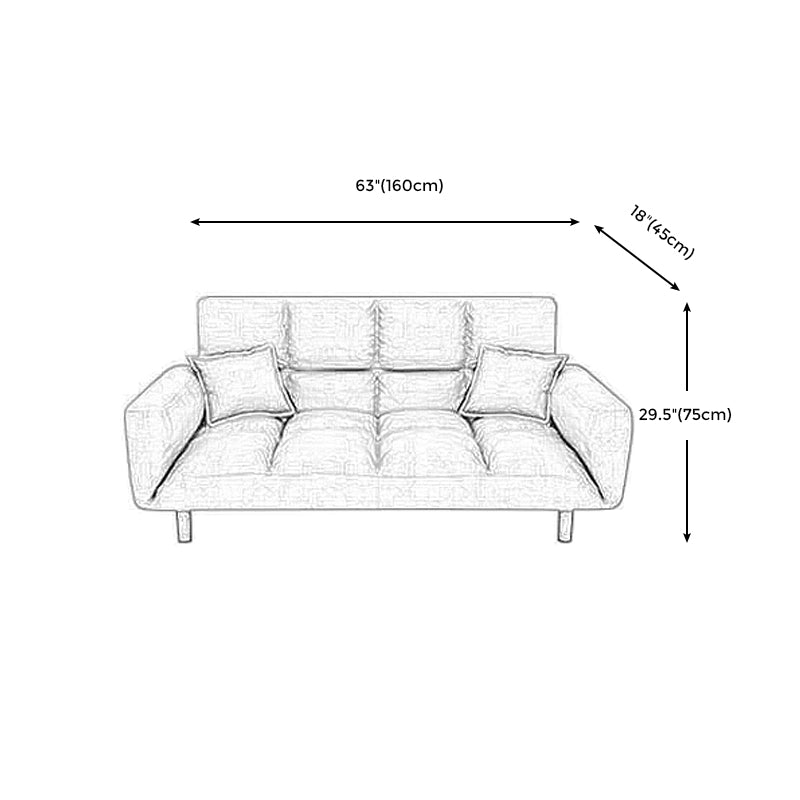 Modern Fabric Square Arm Sofa Standard Biscuit Back 4 Wood Legs Sofa