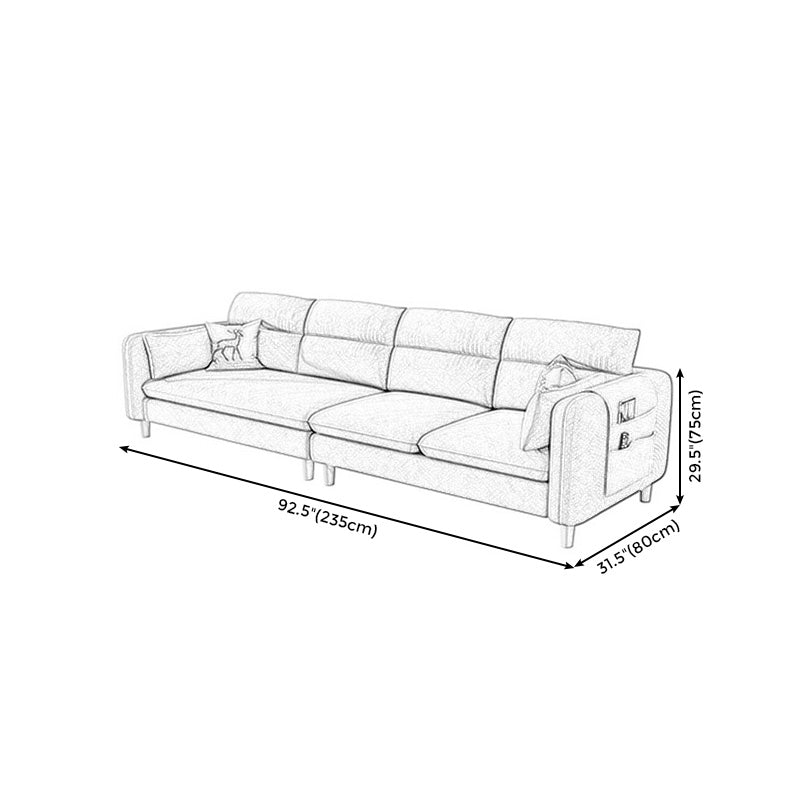4-Seater Square Arm Sofa 92.1"/106.3" Wide Cushions Extra Long Slipcovered Sofa