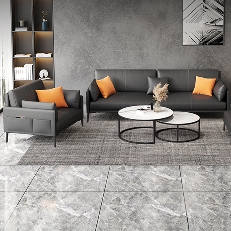 32.28" H Scandinavian Standard Square Arm Sofa with Pillow Back in Brown Finish