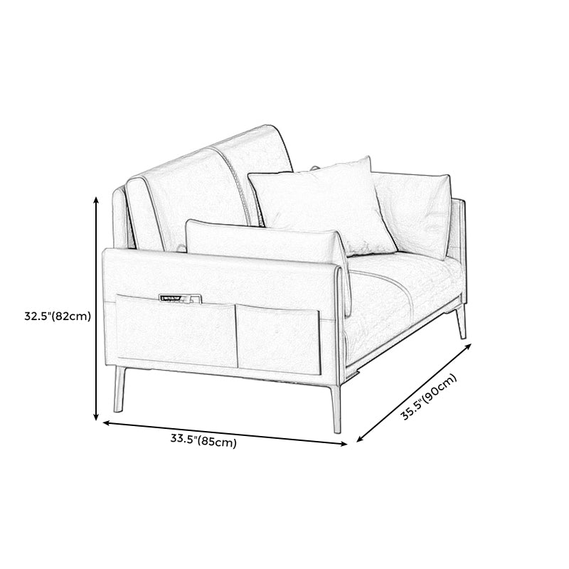 32.28" H Scandinavian Standard Square Arm Sofa with Pillow Back in Brown Finish