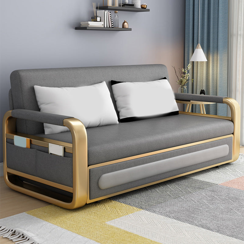 Faux en cuir en métal en métal convertible canapé futon lit