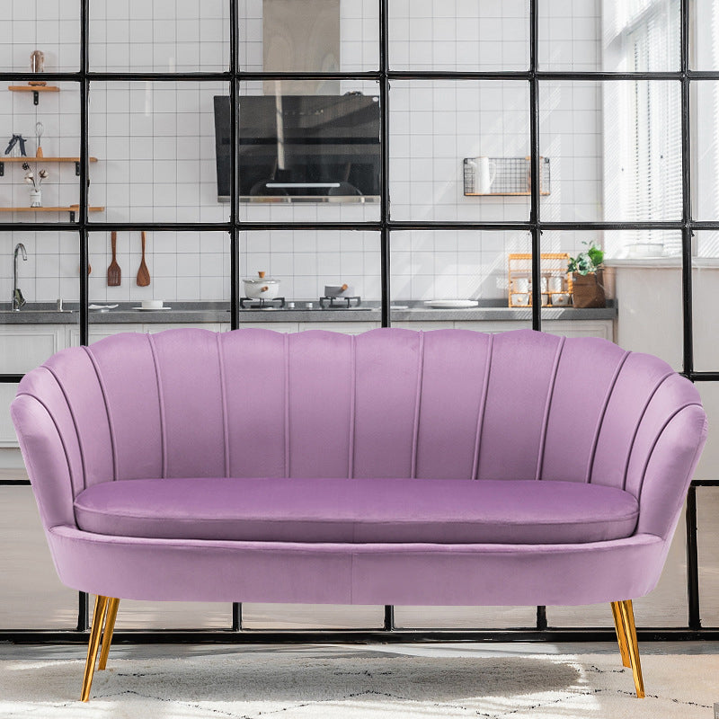 30.7"H Scandinavian Velvet/ Faux Leather Armless Curved Loveseat Sofa