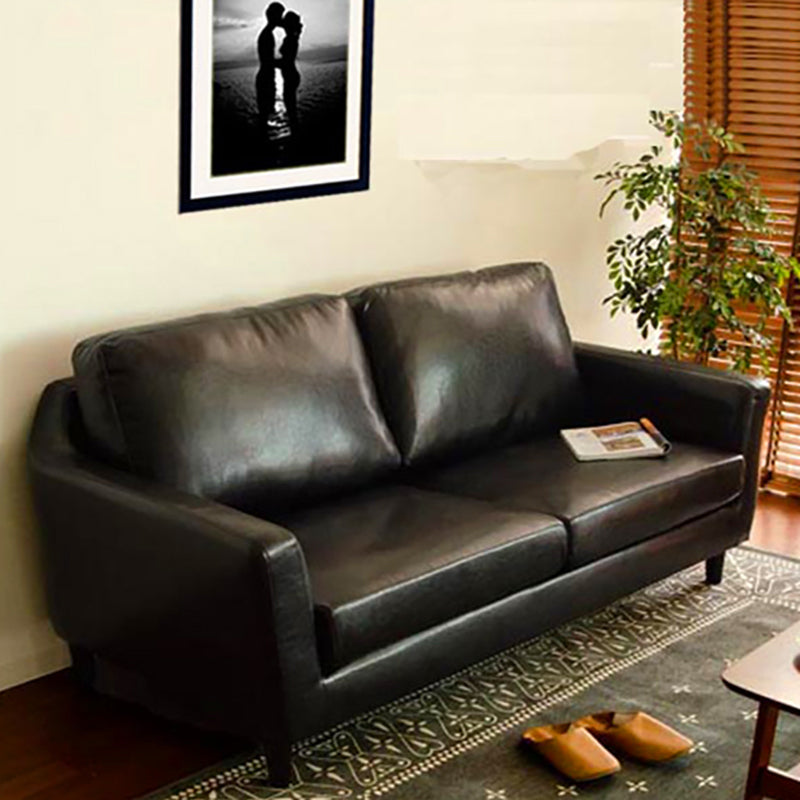 Übergangs Kunstleder ausgestattet Armsofa mit 2 Kissen für Wohnzimmer