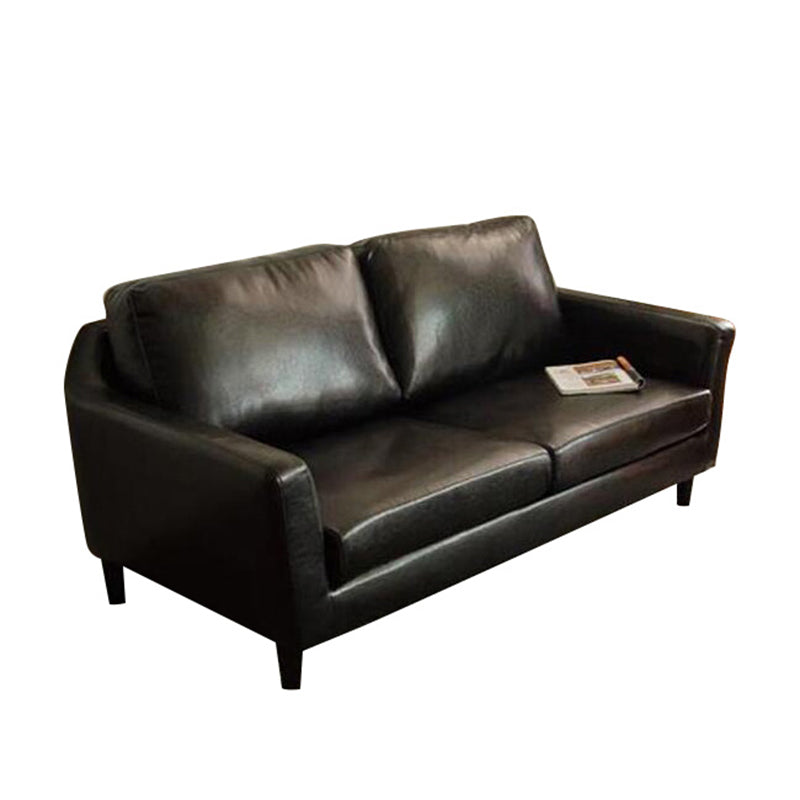 Übergangs Kunstleder ausgestattet Armsofa mit 2 Kissen für Wohnzimmer