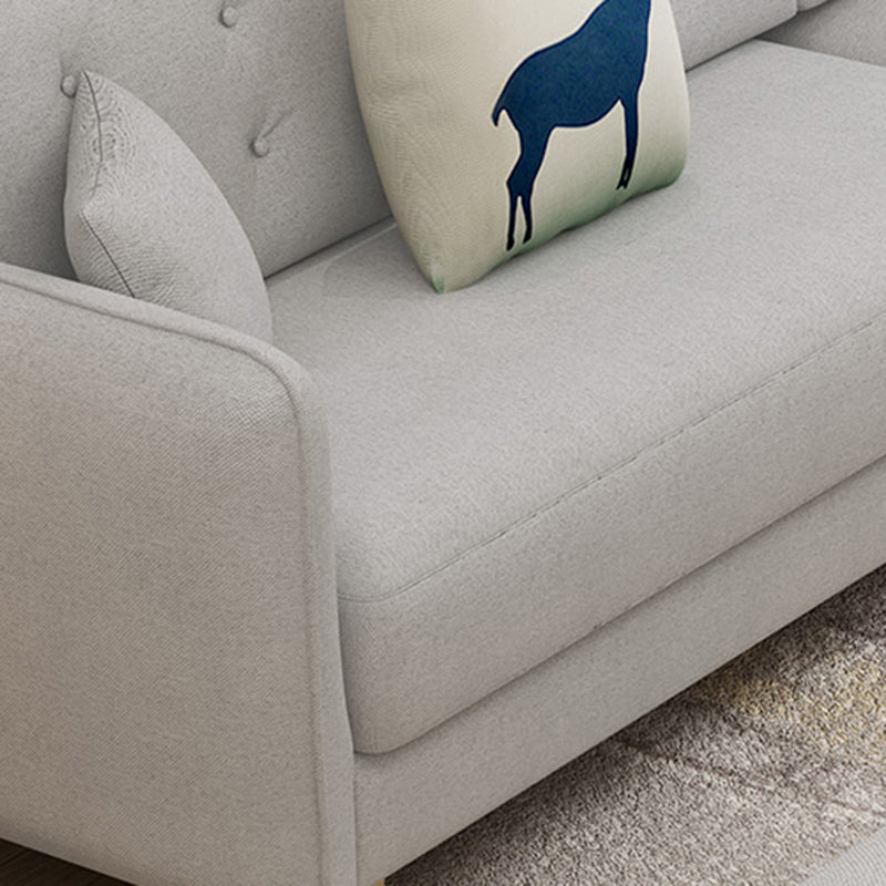 27.56" H Scandinavian Standard Square Arm Sofa With Loose Back, Brown