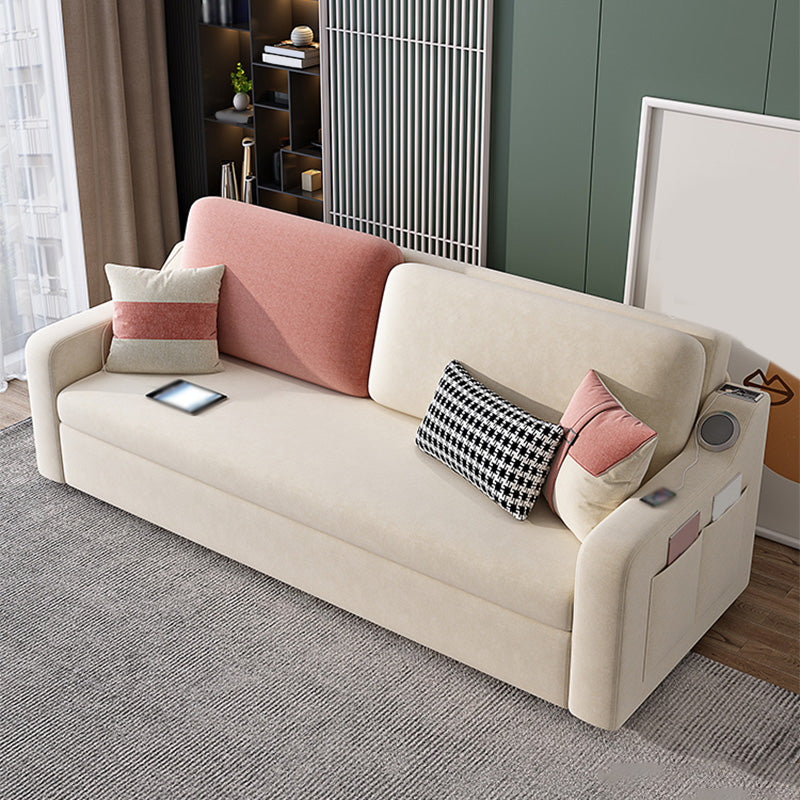 Convertible Sofa Bed with Storage Velvet Sloped Arm Futon Sofa Bed