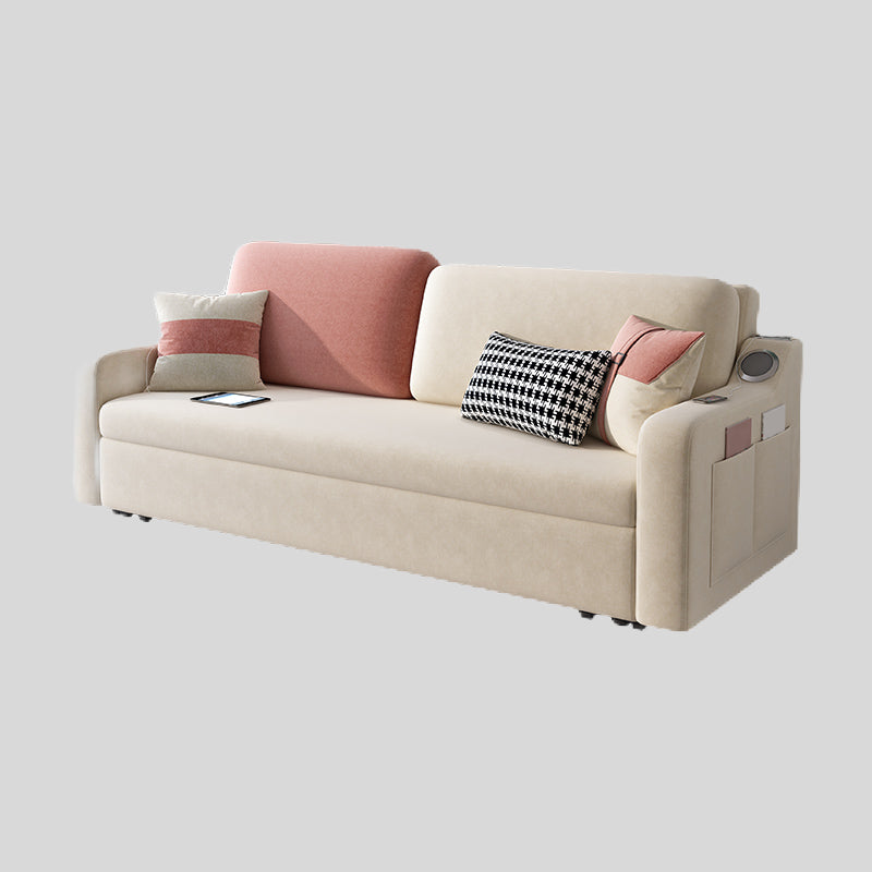 Convertible Sofa Bed with Storage Velvet Sloped Arm Futon Sofa Bed