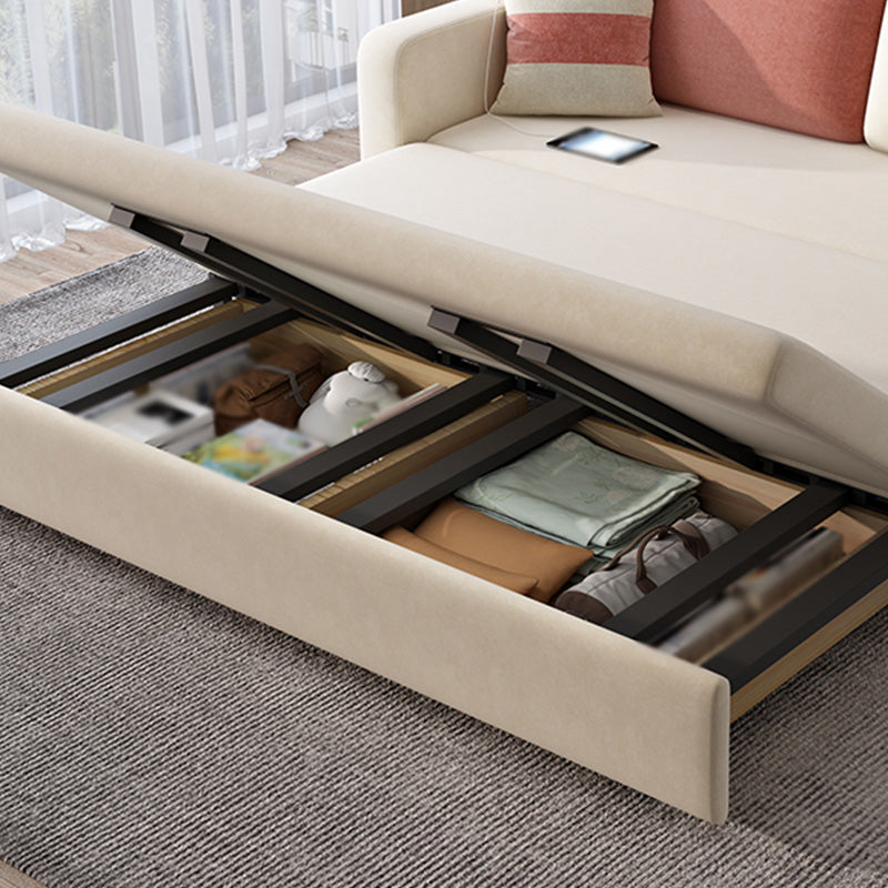 Convertible Sofa Bed with Storage Velvet Sloped Arm Futon Sofa Bed