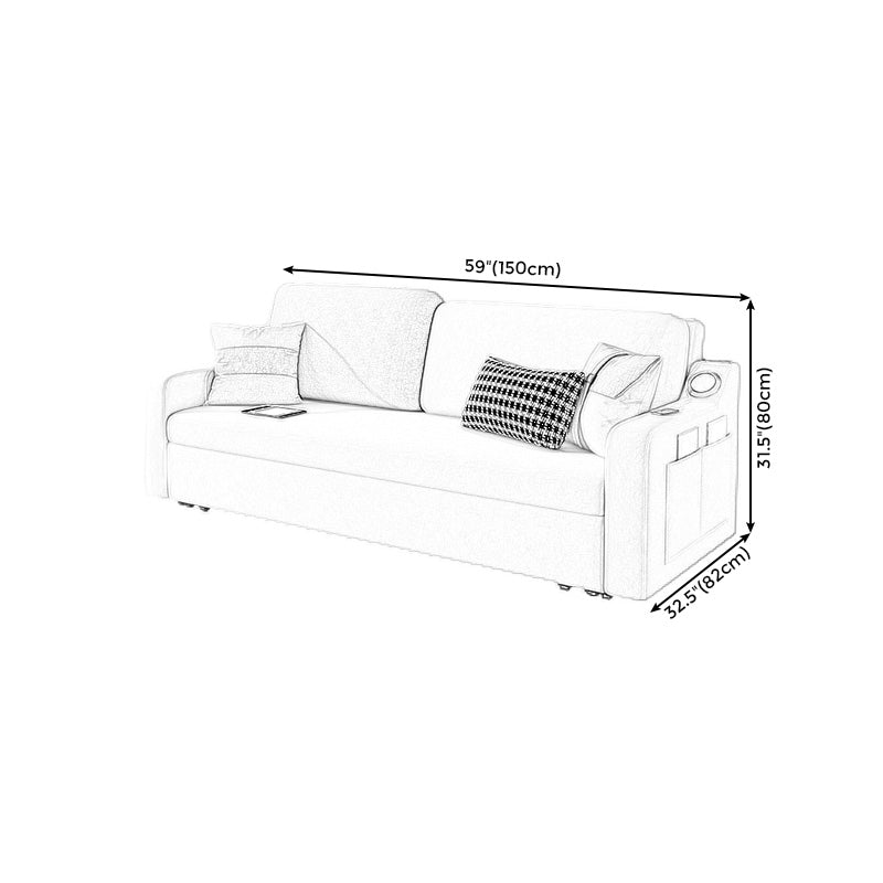 Convertible Sofa Bed with Storage Velvet Sloped Arm Futon Sofa Bed