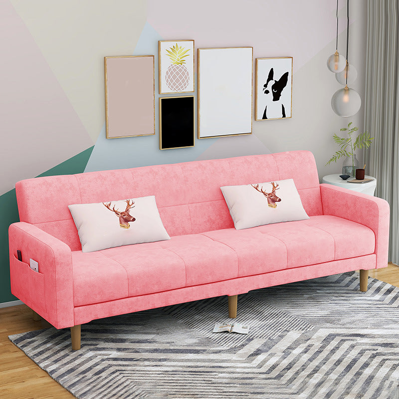 Contemporary Convertible Footrest Stool Sofa Bed with Storage and Square Arms