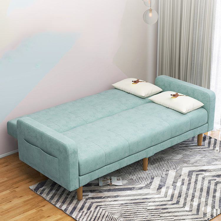 Contemporary Convertible Footrest Stool Sofa Bed with Storage and Square Arms
