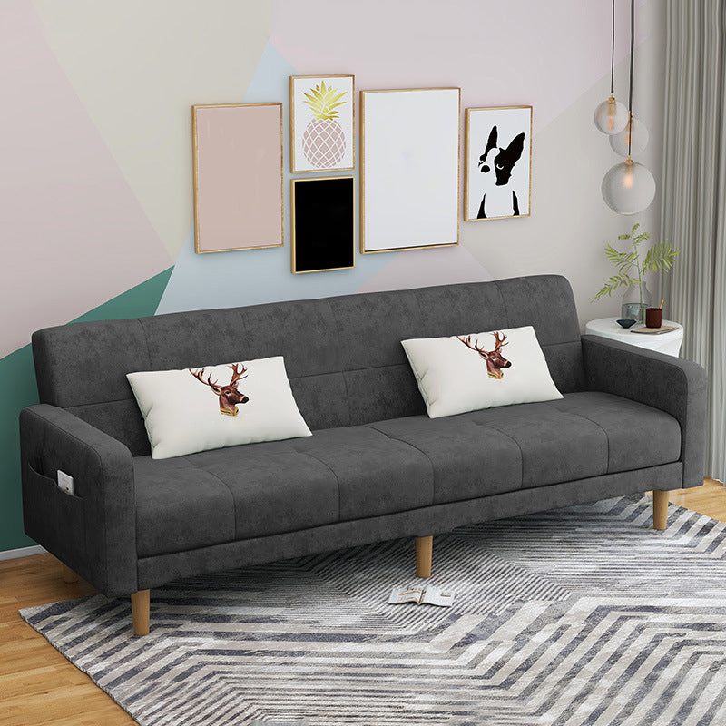 Contemporary Convertible Footrest Stool Sofa Bed with Storage and Square Arms