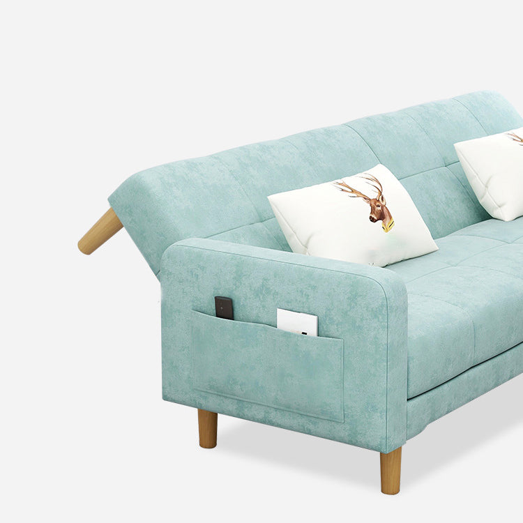 Contemporary Convertible Footrest Stool Sofa Bed with Storage and Square Arms