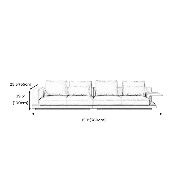 Contemporary Genuine Leather Square Arm Standard Sofa with Bolster Pillows