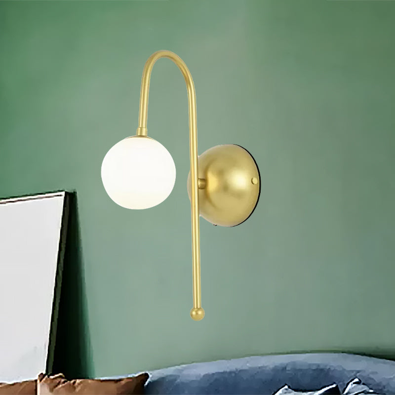 1 Lampenkugel Wandmontage Leuchte moderne goldene Opalglasbeleuchtung für Wohnzimmer