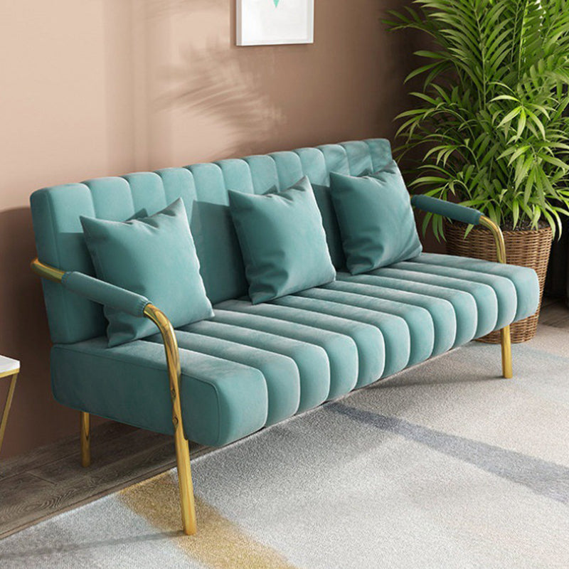 Sofa with 3 Pillows 3 Seater Hair Pin Legs Seating with Metal for Bonus Room