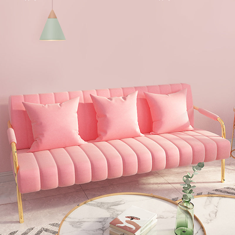 Sofa with 3 Pillows 3 Seater Hair Pin Legs Seating with Metal for Bonus Room