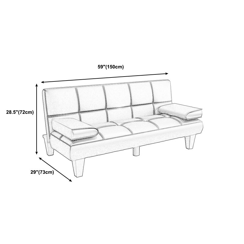 Foldable Faux Leather Pillow Top Arm Loveseat with Biscuit Back for Living Room