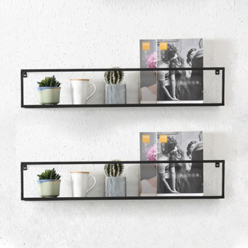 Industrial Style Metal Bookcase Wall Mounted Rectangular Shelves