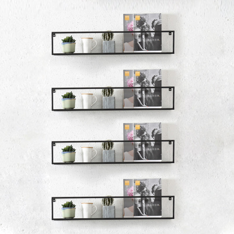 Industrial Style Metal Bookcase Wall Mounted Rectangular Shelves