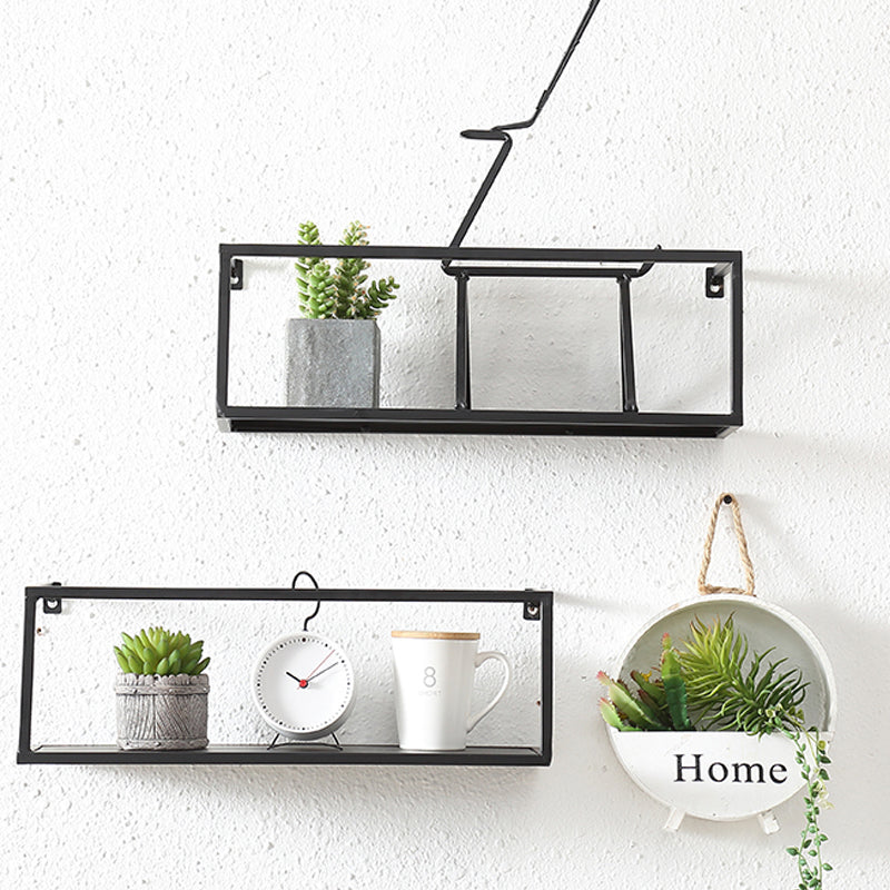 Industrial Style Metal Bookcase Wall Mounted Rectangular Shelves