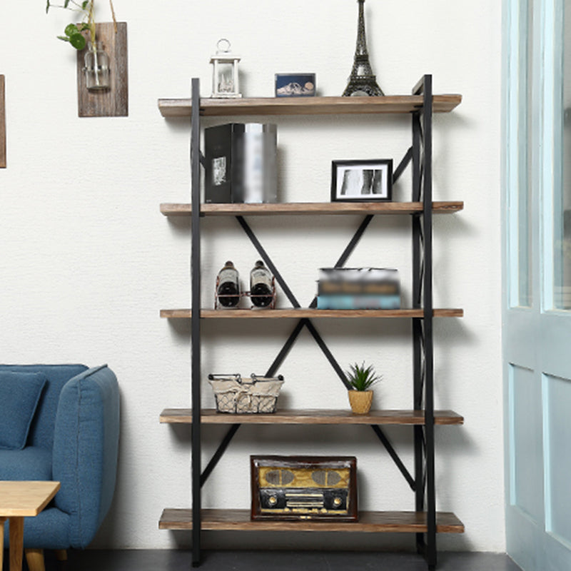 Industrial Style Etagere Bookshelf Open Shelf Bookcase with Rectangular Shelves