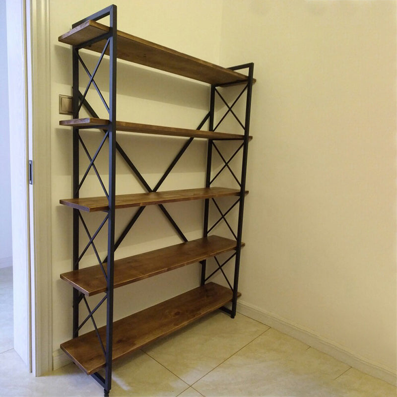 Industrial Style Etagere Bookshelf Open Shelf Bookcase with Rectangular Shelves