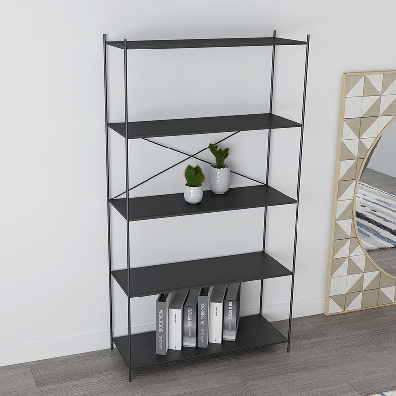 Modern Metal Bookcase Shelf Rectangular Open Bookcase with Shelves