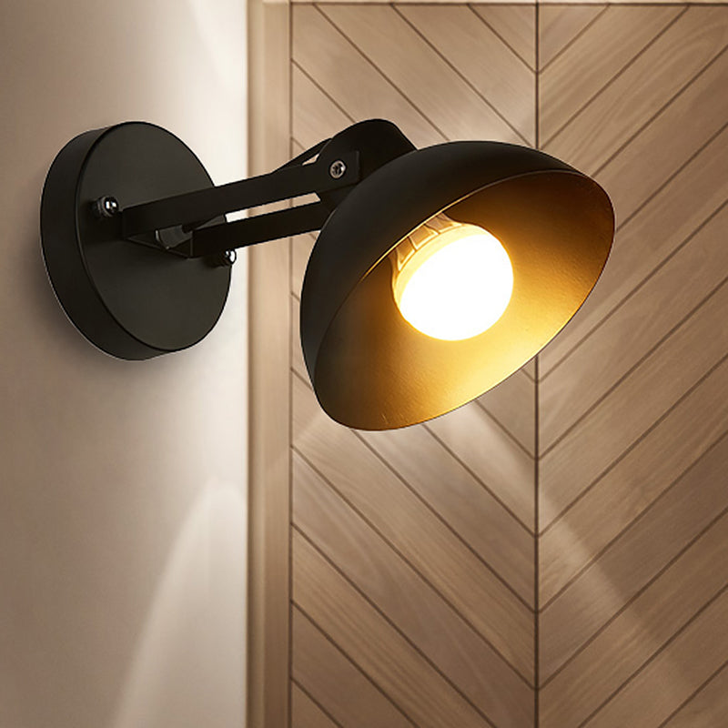 1 Kopfwandleuchte mit Kuppelschatten Metall Industrial Style Innenwandlampe in Schwarz
