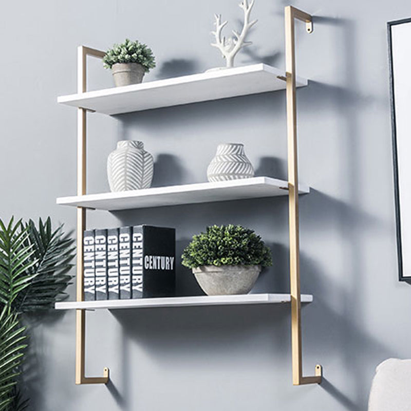 Contemporary Wall Unit Bookshelf with Iron Frame Manufactured Wood Shelf