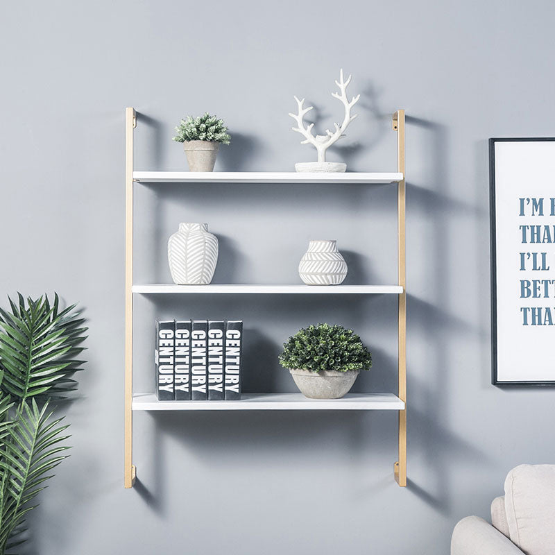 Contemporary Wall Unit Bookshelf with Iron Frame Manufactured Wood Shelf