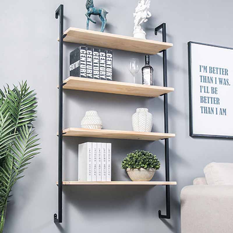 Contemporary Wall Unit Bookshelf with Iron Frame Manufactured Wood Shelf