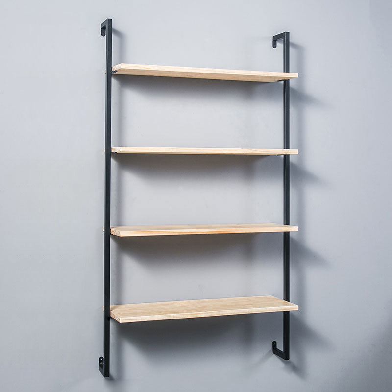 Contemporary Wall Unit Bookshelf with Iron Frame Manufactured Wood Shelf