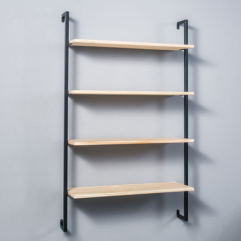Contemporary Wall Unit Bookshelf with Iron Frame Manufactured Wood Shelf