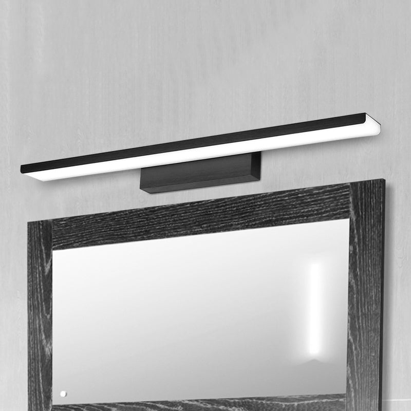Rettangolo in alluminio da bagno a parete da bagno a parete in alluminio da 16 "/24" W a parete in stile nordico in nero/argento, luce calda/bianca