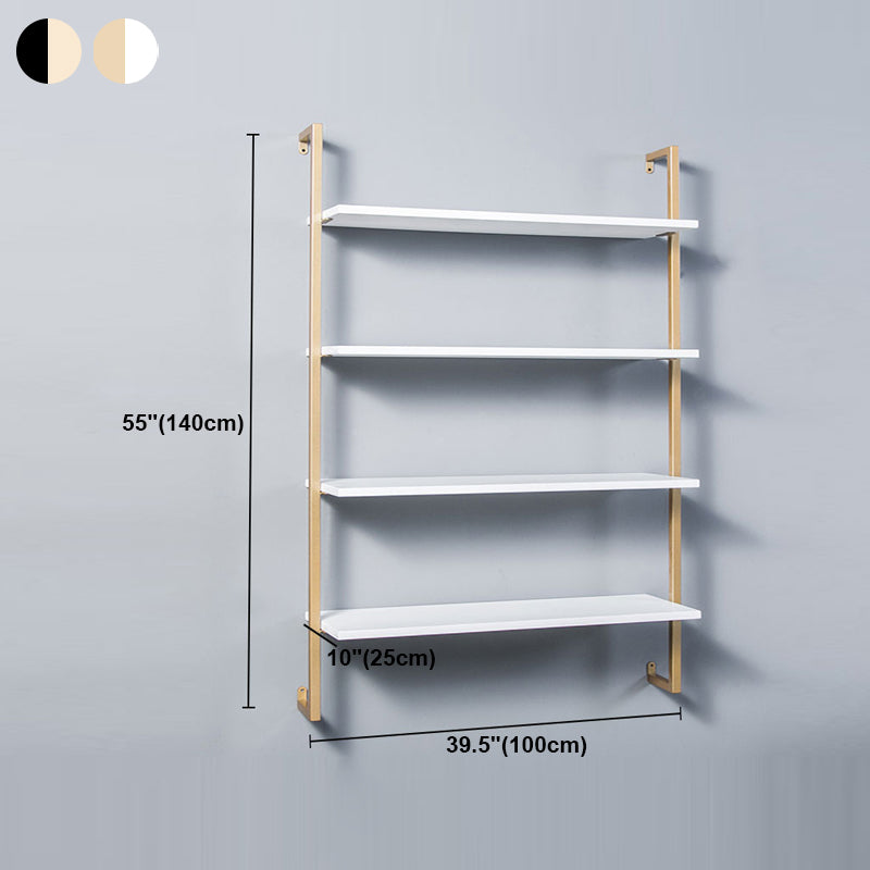 Contemporary Wall Unit Bookshelf with Iron Frame Manufactured Wood Shelf
