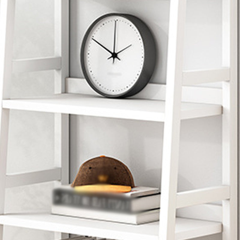 Contemporary Ladder Bookcase Wooden Open Back Bookshelf with Shelves for Home