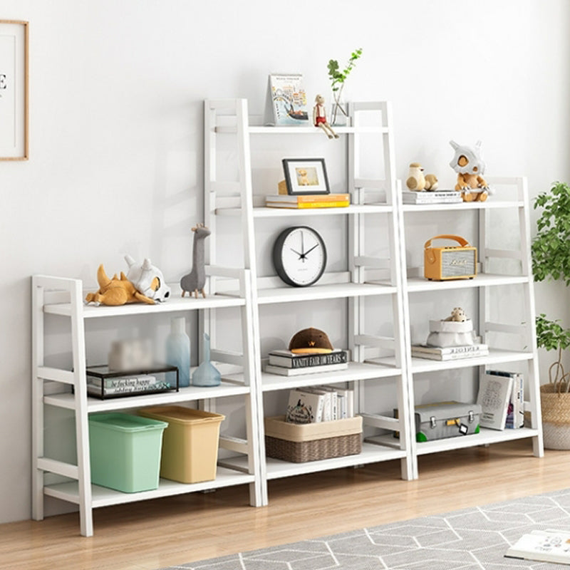 Contemporary Ladder Bookcase Wooden Open Back Bookshelf with Shelves for Home