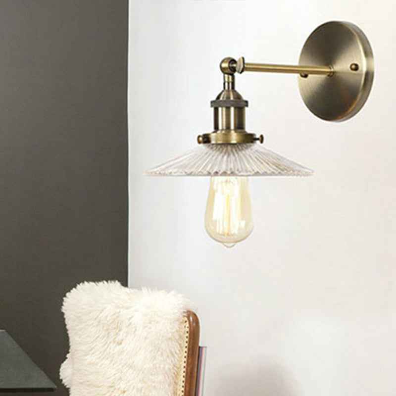 Una luz de pared de bulbo con sombra cónica Prismática Glass Industrial Comedor accesorio de iluminación