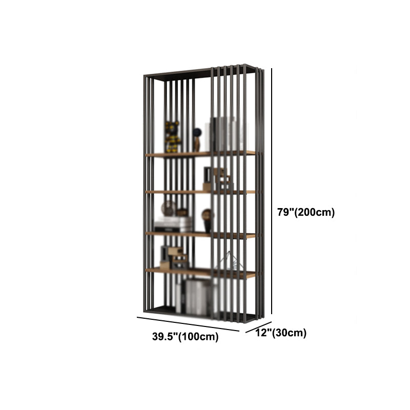 Modern Style 4-Shelf Bookshelf Open Black Shelf Bookcase for Study Room