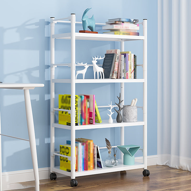 Open Etagere Bookshelf Contemporary Vertical Bookshelf with Caster Wheels